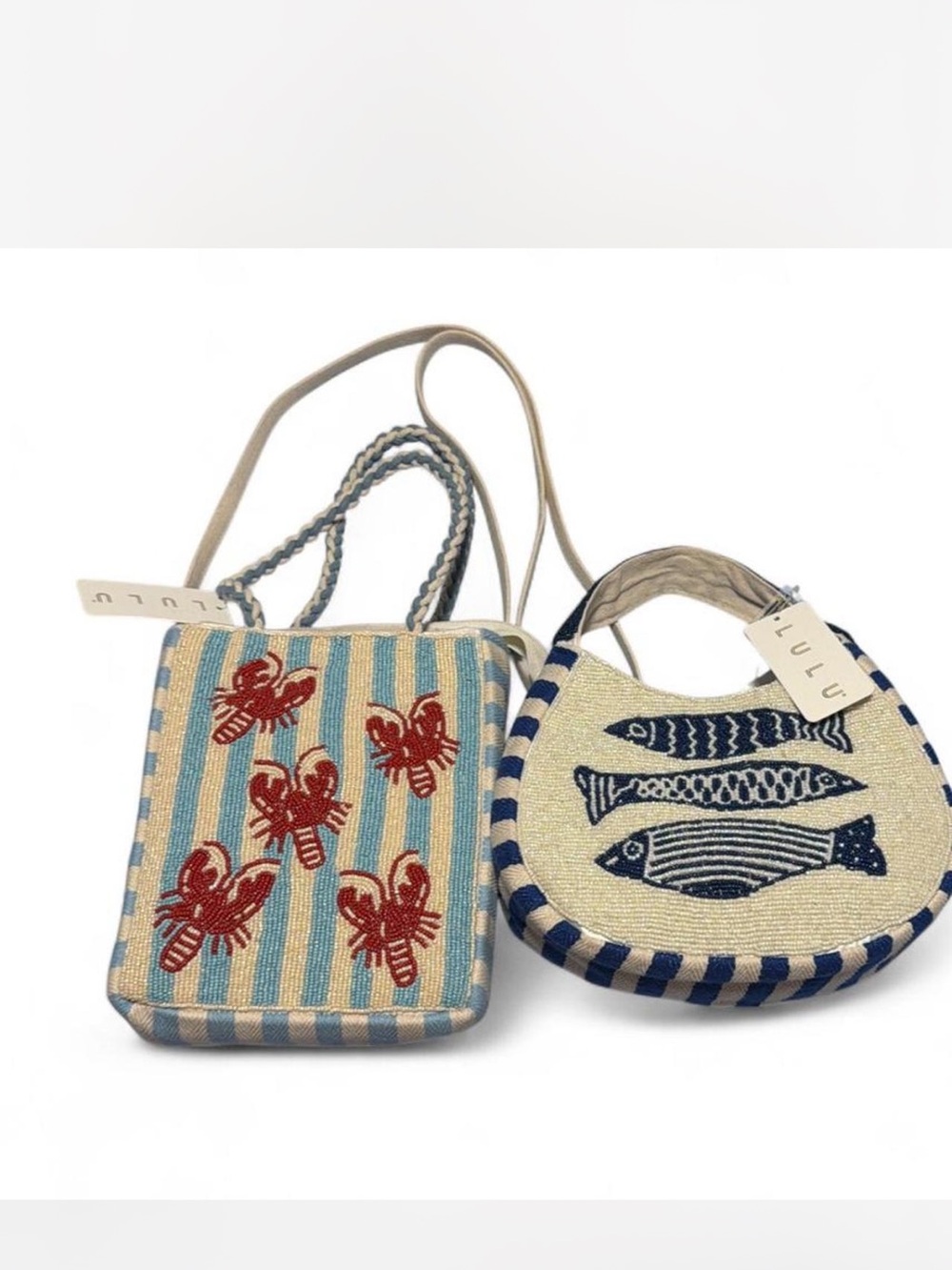 NWT Lulu Beaded Bags Set Sardine Lobster